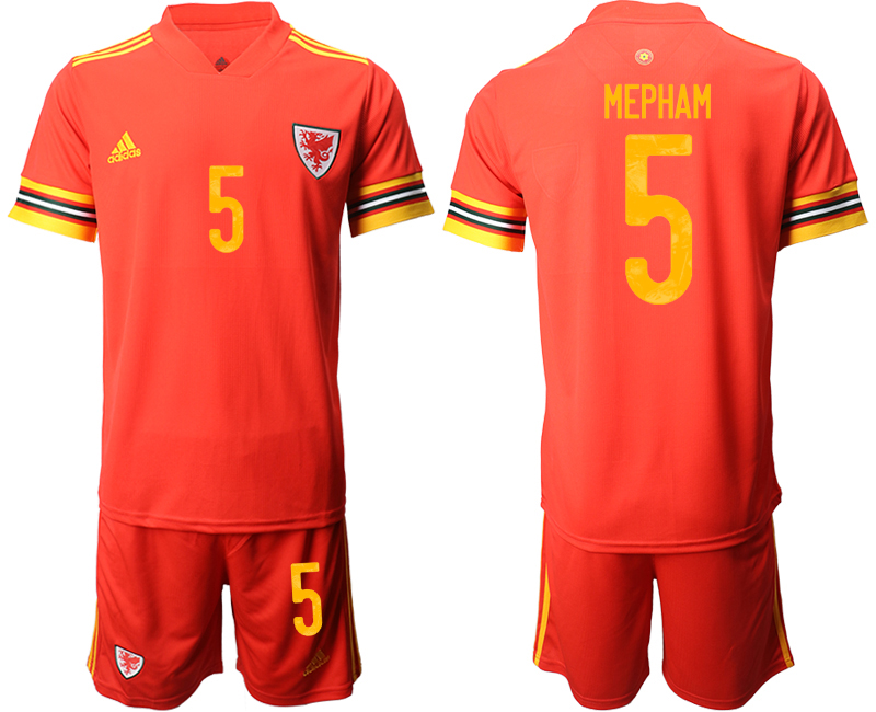 Men 2021 European Cup Welsh home red #5 Soccer Jersey-0